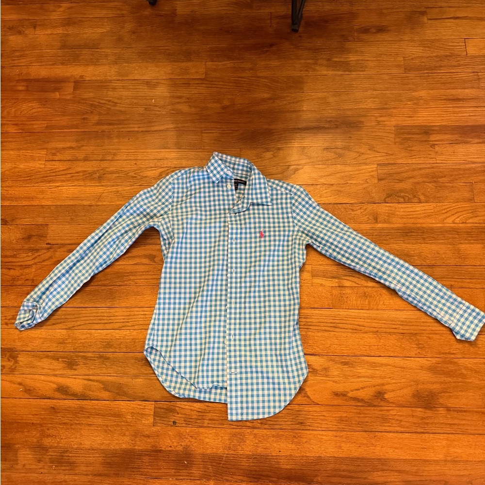 Ralph Lauren Blue and White Checkered Men's Shirt